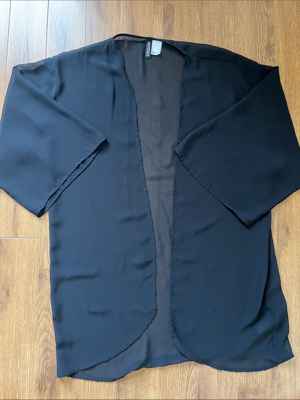 H&M Black Sheer Open-Front Kimono Shrug